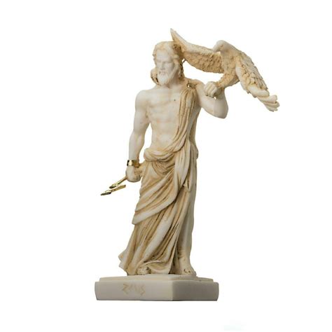 Buy Zeus Greek God Jupiter Thunder Statue Figurine Gold Alabaster 6.3 ...