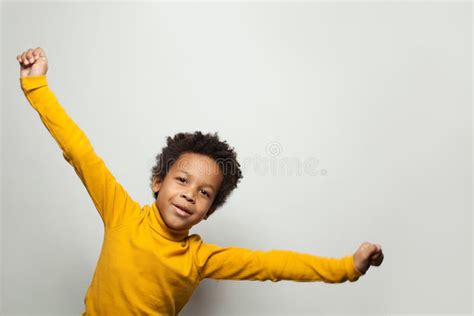 Playful African American Child Boy On White Background Stock Image