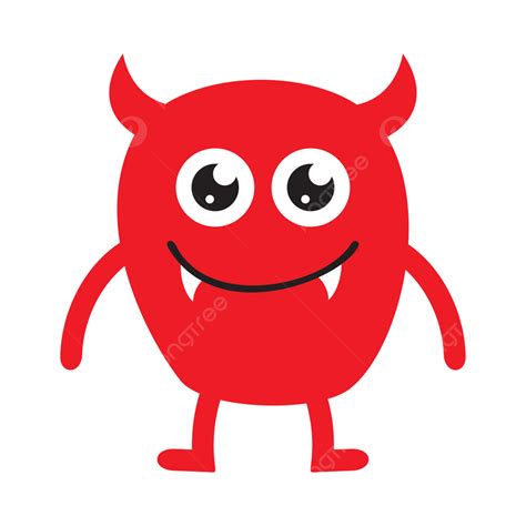 Lindo Monstruo De Cuernos Rojos Png Dibujos Lindo Con Cuernos