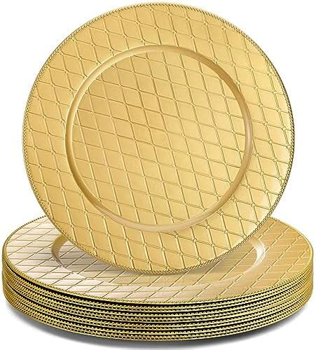 Lyellfe Set Of 12 Gold Charger Plates 13 Inch Decorative