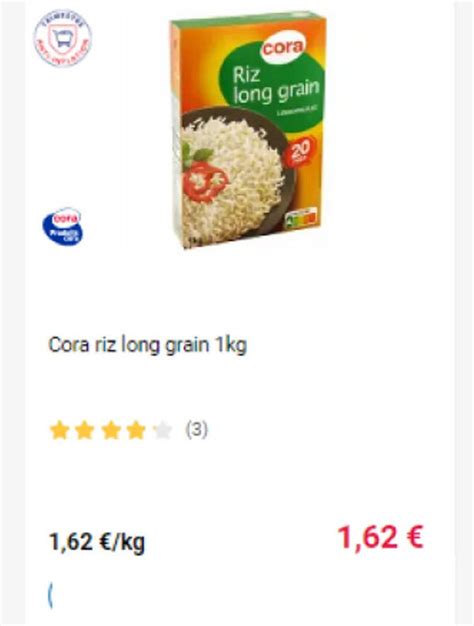 Promo Cora Riz Long Grain 1kg Chez Cora