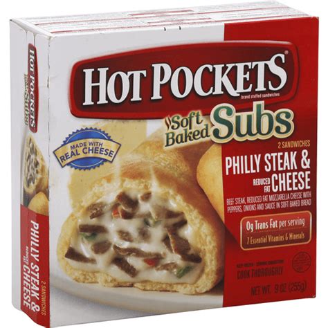 Hot Pockets Soft Baked Subs Stuffed Sandwiches Philly Steak Reduced Fat Cheese Frozen