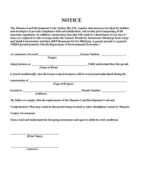 Fillable Online Manatee County Erosion Form Fill And Sign Printable