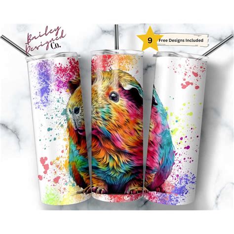 Neon Guinea Pig 20 Oz Skinny Tumbler Sublimation Design Digi Inspire