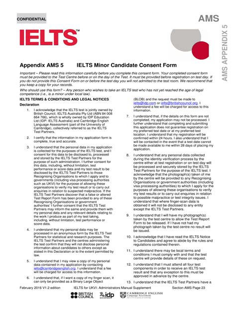 Fillable Online Britishcouncil Org Appendix Ams Ielts Minor Candidate