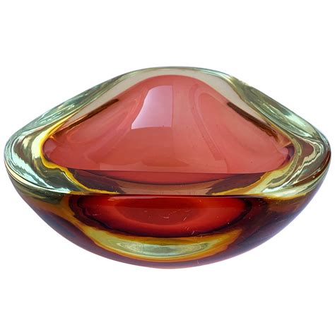 Mid Century Murano Glass Ashtray With 24k Yellow Gold Flecks At 1stdibs