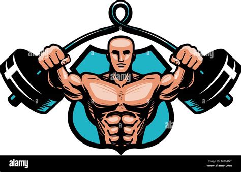 Fitness Bodybuilding Sport Logo Oder Label Bodybuilder Mit Schweren