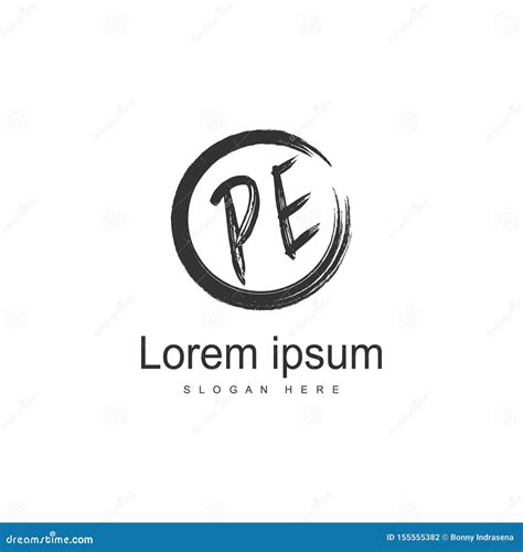 Initial Pe Logo Template With Modern Frame Minimalist Pe Letter Logo