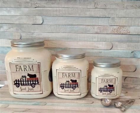 Sale Country Farmhouse Style Kitchen Canister Set With New Label Options Mak Trendy