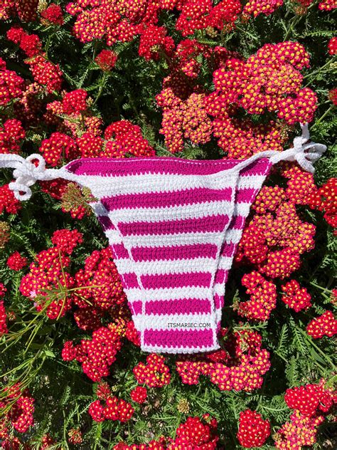 Crochet Striped Bikini Pattern Retro Crochet Bikini Top And Bottom Crochet Summer Pattern