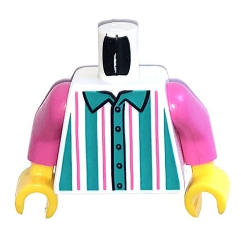 Lego Minifig Torso With Dark Turquoise Stripes And Dark Pink Arms