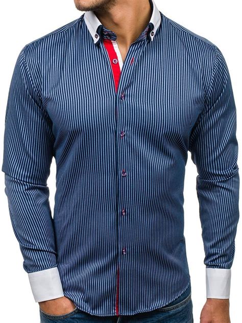 Camisa Elegante De Manga Larga Para Hombre Azul Oscuro Bolf 2790 Azul