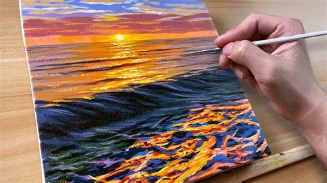 Calm Sunset Waves Acrylic Painting Correa Art Youtube