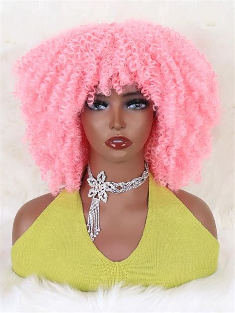 Afro Short Curly Synthetic Wig With Bangs Shein Usa