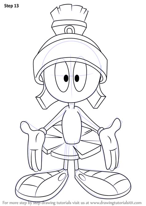 Step By Step How To Draw Marvin The Martian From Looney Tunes