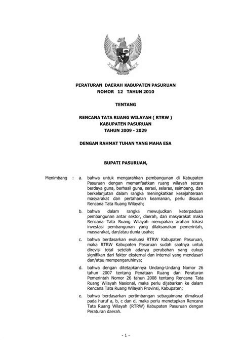 Pdf Perda Rtrw Kab Pasuruan Dokumentips