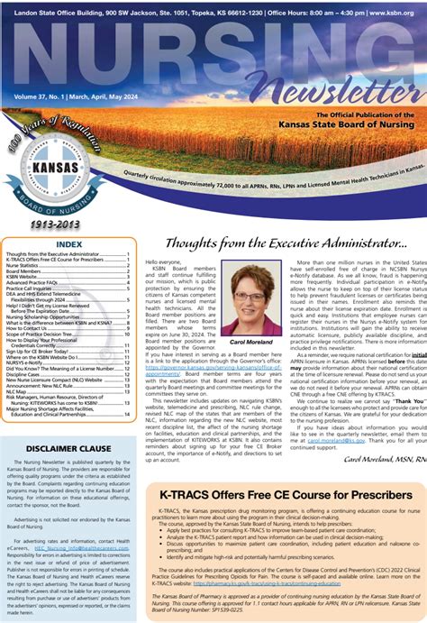 Kansas State Board Of Nursing Newsletter March Healthecareers