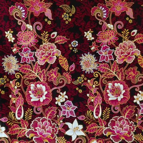 Pink And Black With Gold Flowers Pure Cotton Traditional Indonesian