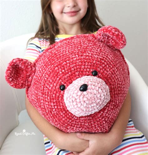 Bernat Velvet Bear Crochet Pillow Repeat Crafter Me