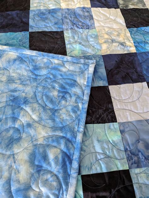 Blue Batiks King Size Patchwork Quilt 94 X 98. Simple 4 Inch - Etsy