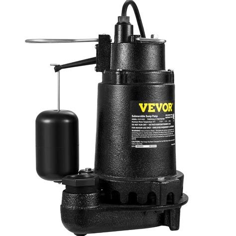 Vevor 1hp Sewage Pump 5600 Gph Cast Iron Submersible Sump Pump With Automatic Snap Action Float