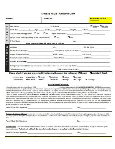 Free 10 Sports Registration Form Samples In Pdf Ms Word