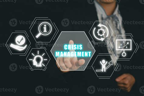 Crisis Management Concept Business Person Hand Touching Crisis
