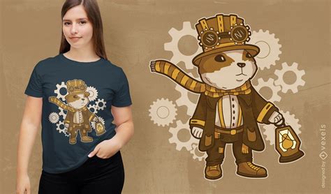 Descarga Vector De Diseño De Camiseta De Hámster Steampunk