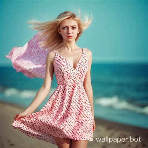 Naked Russian Woman With Pinktipped Hair Poses On Beach Wallpaper