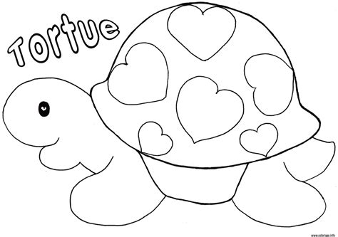 Coloriage Tortue Avec Des Coeurs Saint Valentin Jecolorie