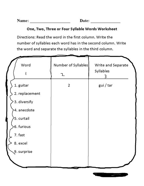 Syllable Lesson Plan For Kindergarten