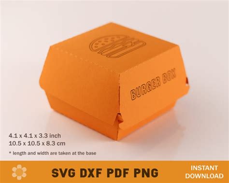 No Glue Burger Box Template Svg Dxf Pdf Png Artcrafter Net