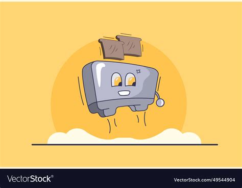 Toaster in poster design with bread Royalty Free Vector