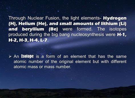 Formation Of The Light Elements In The Big Bang Theory Explanation And