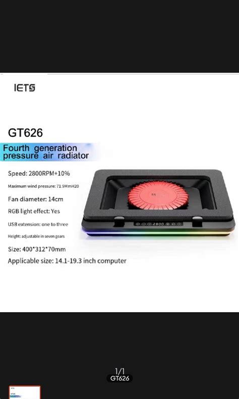 Original Iets Gt Powerful Turbo Fan Rgb Laptop Cooling Pad Gaming