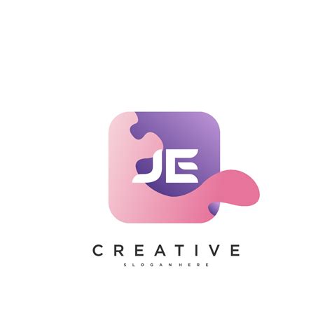 JE Initial Letter Colorful logo icon design template elements Vector ...