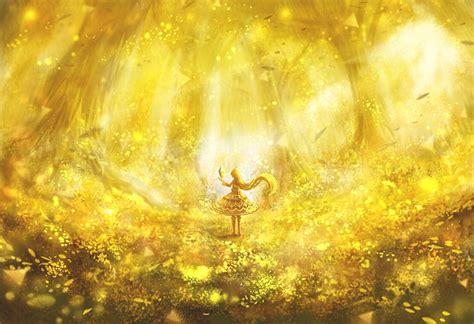 HD wallpaper: anime girl, forest, magic, dress, different style, gold ...