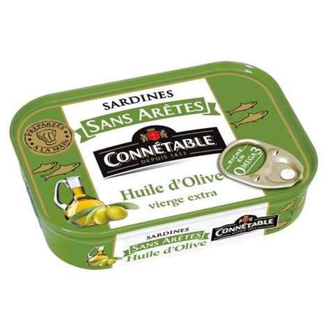 Connétable Sardines sans arêtes à l huile d olive vierge extra