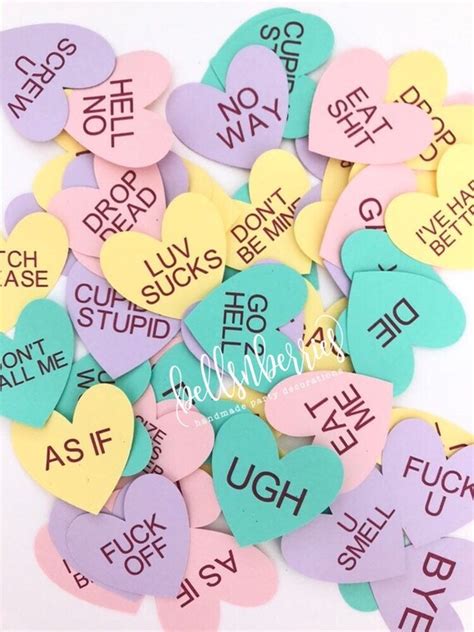 Funny Conversation Heart Cupcake Toppers Valentine S Day Etsy