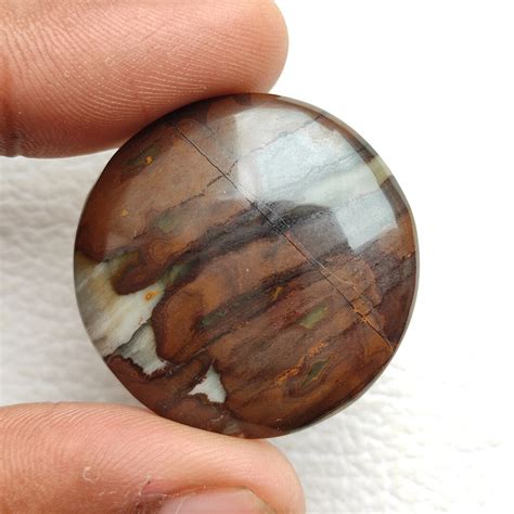 Natural Brown White Zebra Jasper Flatback Cabochon 55 Carat Smooth