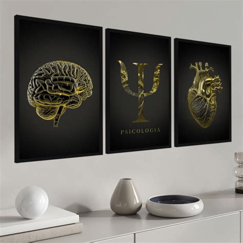 Quadro Decorativo Trio Para Consultório Símbolo Psicologia Elo7