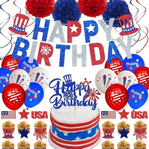 Buy 4th Of July Birthday Decorations Patriotic Happy Birthday Banner