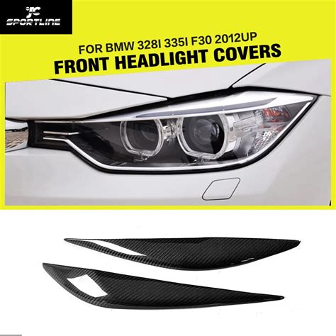 Carbon Fiber Front Lamp Eyelids Headlights Stickers Eyebrows Trims