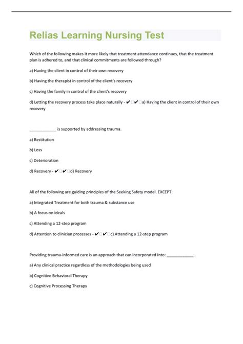 Relias Learning Nursing Test Questions With 100 Correct Answers