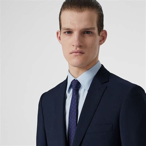 Slim Fit Wool Mohair Suit In Navy Men Burberry® Official