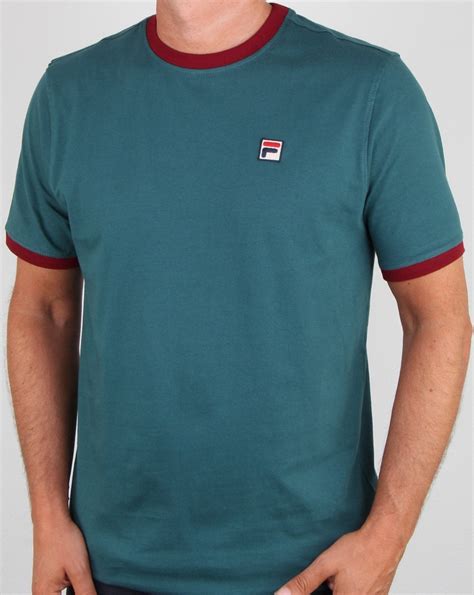 Fila Vintage Marconi T Shirt Deep Green Mens Tee Ringer Crew