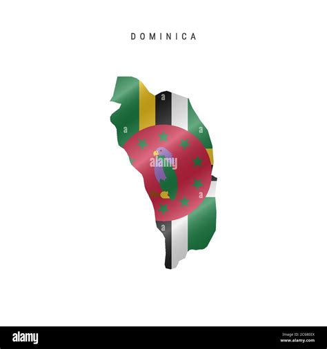 Detailed Waving Flag Map Of Dominica Vector Map With Masked Flag Stock