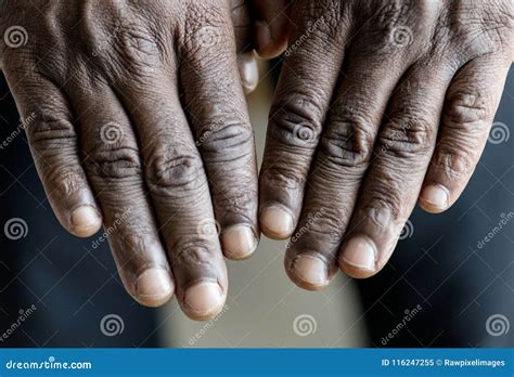 Closeup Of Black Man Hands Stock Image Image Of Fingers 116247255