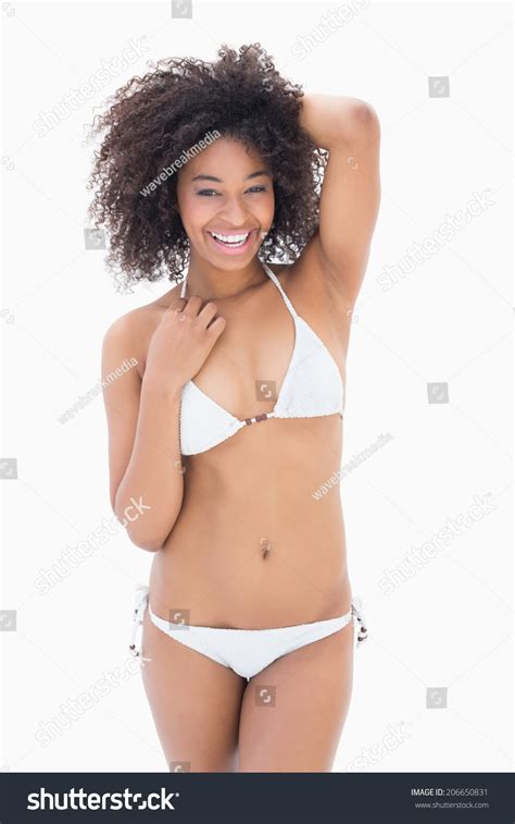 Athletic Girl White Bikini Smiling Camera Stock Photo Shutterstock