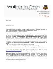 End Of Term Letter To Parents 2017 Doc 19 July 2017 Dear Parent Carer